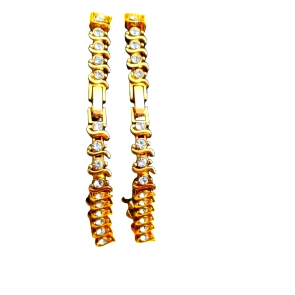 Gold Rhinestone Bracelet Set Tennis Style Elegant Jewelry Gift